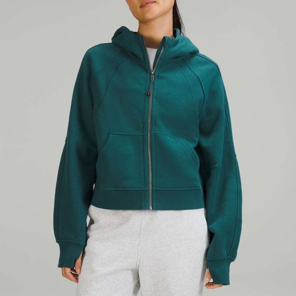 NWT Lululemon Scuba Oversized Full Zip Hoodie, Sz XS/S, Green Jasper